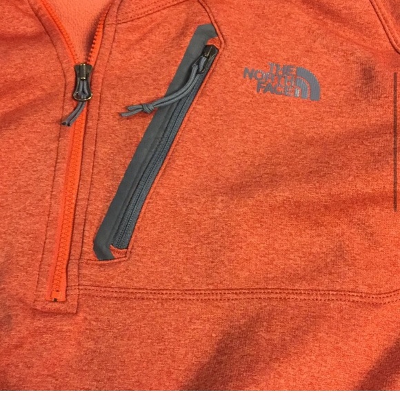 Orange North Face 1/4 zip pullover - Picture 3 of 5
